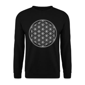 Flower of Life - FEEL THE ENERGY, Silver, Sacred - Unisex Sweatshirt - black - Front - Alina (178cm) & Michal (187cm)