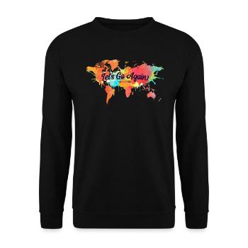 Gehen wir wieder Aquarell Weltkarte - Unisex Pullover - Schwarz - Vorne - Alina (178cm) & Michal (187cm)