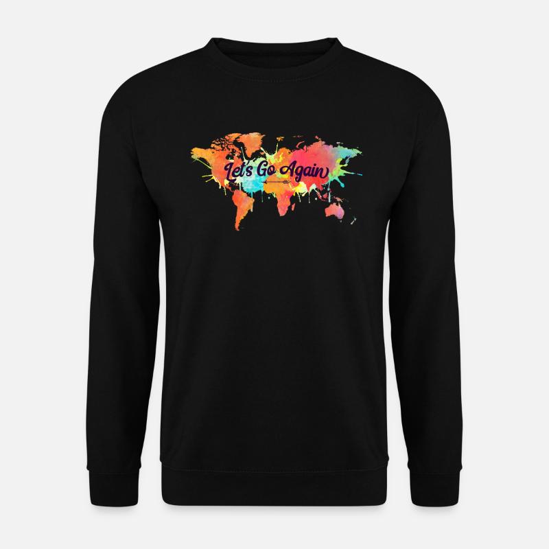Gehen wir wieder Aquarell Weltkarte - Unisex Pullover - Schwarz
