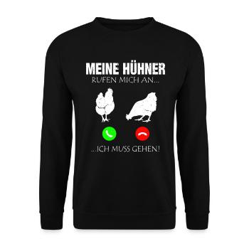 Hühner Huhn Bauernhof Hahn Bauer Ei Hühnerstall - Unisex Pullover - Schwarz - Vorne - Alina (178cm) & Michal (187cm)