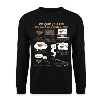 La bécasse du papa chasseur - Sweat-shirt Unisexe - noir - Devant - Alina (178cm) & Michal (187cm)