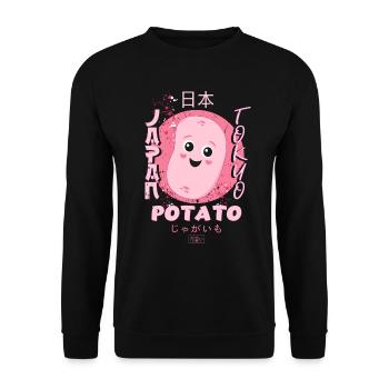 Lustiges Kartoffel Manga Kawaii Anime Geschenk - Unisex Pullover - Schwarz - Vorne - Alina (178cm) & Michal (187cm)