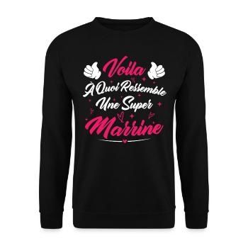 Voilà à quoi ressemble une super marraine - Sweat-shirt Unisexe - noir - Devant - Alina (178cm) & Michal (187cm)