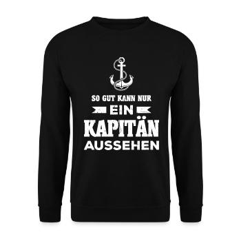 Kapitän Segeln Segelboot Schiff Motorboot Geschenk - Unisex Pullover - Schwarz - Vorne - Alina (178cm) & Michal (187cm)