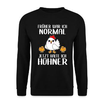 Huhn Hühner Hahn Bauernhof Landwirt Bauer Geschenk - Unisex Pullover - Schwarz - Vorne - Alina (178cm) & Michal (187cm)