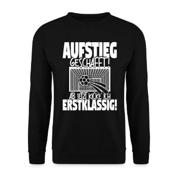 Einschulung Schulkind Fußball Schulanfang Geschenk - Unisex Pullover - Schwarz - Vorne - Alina (178cm) & Michal (187cm)