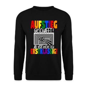 Einschulung Schulkind Fußball Schulanfang Geschenk - Unisex Pullover - Schwarz - Vorne - Alina (178cm) & Michal (187cm)