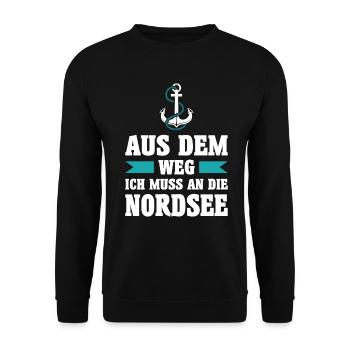 Nordsee Meer Anker Urlaub Norden See Geschenk - Unisex Pullover - Schwarz - Vorne - Alina (178cm) & Michal (187cm)