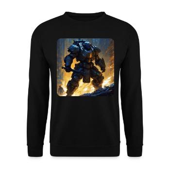 Dunkler Cyborg Android Krieger - Unisex Pullover - Schwarz - Vorne - Alina (178cm) & Michal (187cm)