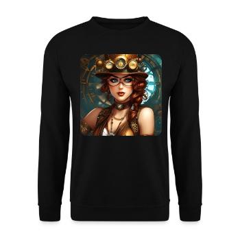 Sexy fille steampunk avec chapeau et montre - Sweat-shirt Unisexe - noir - Devant - Alina (178cm) & Michal (187cm)