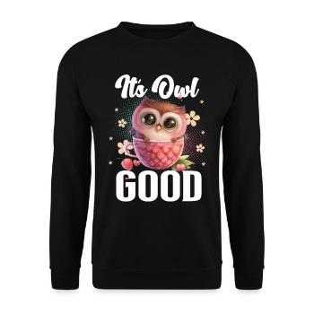 hibou hiboux son hibou bon - Sweat-shirt Unisexe - noir - Devant - Alina (178cm) & Michal (187cm)