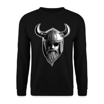 Cool Viking with sunglasses - Unisex Sweatshirt - black - Front - Alina (178cm) & Michal (187cm)