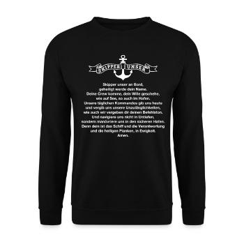 Skipper unser - weiß - Unisex Pullover - Schwarz - Vorne - Alina (178cm) & Michal (187cm)