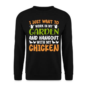 I Just Want Work In My Garden Hangout With Chicken - Sweat-shirt Unisexe - noir - Devant - Alina (178cm) & Michal (187cm)