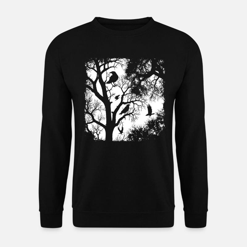 Krähe Rabe Dunkler Wald , Gothic-Grafik - Unisex Pullover - Schwarz