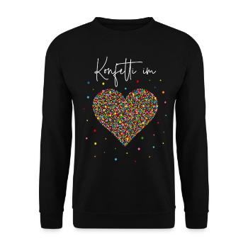 Konfetti im Herzen - Unisex Pullover - Schwarz - Vorne - Alina (178cm) & Michal (187cm)