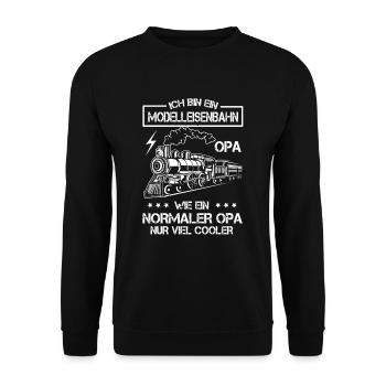Ich Bin Modelleisenbahn Opa - Cooler Opa - Unisex Pullover - Schwarz - Vorne - Alina (178cm) & Michal (187cm)