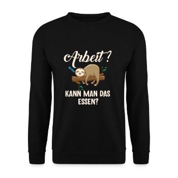 Faultier Arbeit Kann Man Das Essen? - Unisex Pullover - Schwarz - Vorne - Alina (178cm) & Michal (187cm)