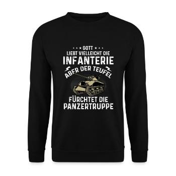 Drôle de citation Char Panzer Panzer Panzer Panzer - Sweat-shirt Unisexe - noir - Devant - Alina (178cm) & Michal (187cm)