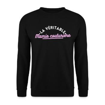 La véritable mamie couturière - Sweat-shirt Unisexe - noir - Devant - Alina (178cm) & Michal (187cm)