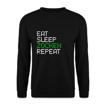 Gaming video game saying funny eat gambling repeat - Unisex Sweatshirt - black - Front - Alina (178cm) & Michal (187cm)