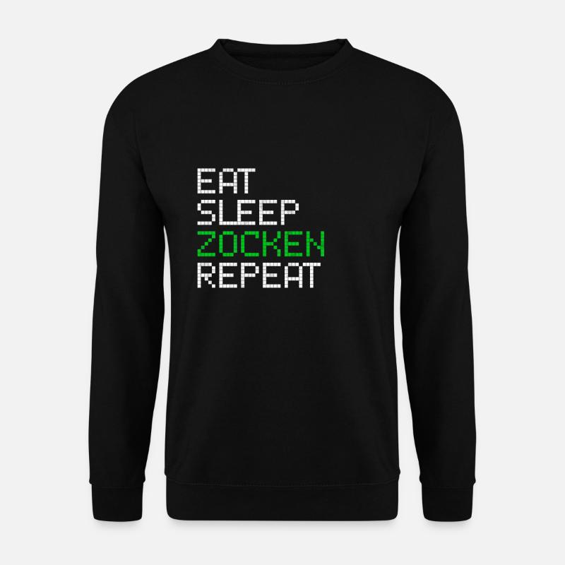 Gaming Videospiel Spruch lustig eat zocken repeat - Unisex Pullover - Schwarz