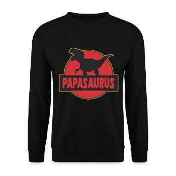 Papasaurus father dinosaur T-Rex - Unisex Sweatshirt - black - Front - Alina (178cm) & Michal (187cm)