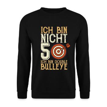 Ich bin nicht 50 ich bin double bullseye - Unisex Pullover - Schwarz - Vorne - Alina (178cm) & Michal (187cm)