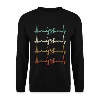 Impulsion ECG de battement de coeur de musique - Sweat-shirt Unisexe - noir - Devant - Alina (178cm) & Michal (187cm)