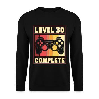 Level 30 complete - gaming, birthday - Unisex Sweatshirt - black - Front - Alina (178cm) & Michal (187cm)