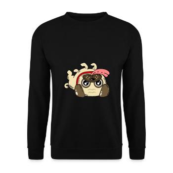 Hund Mops - Unisex Pullover - Schwarz - Vorne - Alina (178cm) & Michal (187cm)