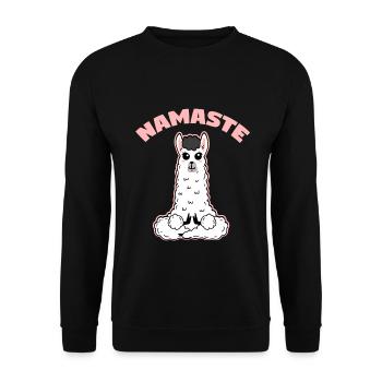 Llama Namaste Meditieren - Unisex Pullover - Schwarz - Vorne - Alina (178cm) & Michal (187cm)