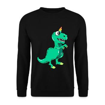 Unicorn dinosaur - Unisex Sweatshirt - black - Front - Alina (178cm) & Michal (187cm)