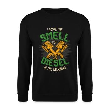 I love the smell of Diesel - Auto - Unisex Sweatshirt - black - Front - Alina (178cm) & Michal (187cm)