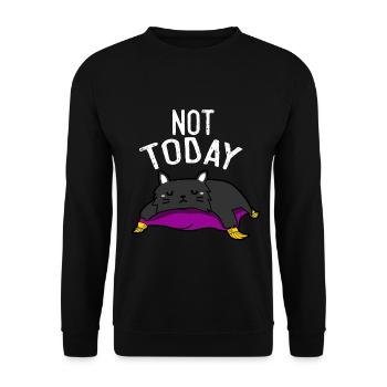 Pas aujourd'hui - chat - Sweat-shirt Unisexe - noir - Devant - Alina (178cm) & Michal (187cm)