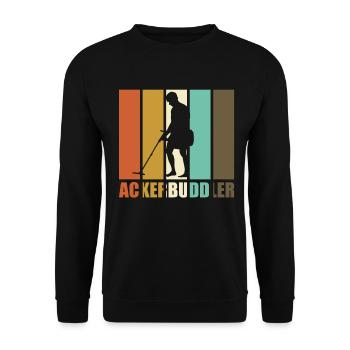 Ackerbuddler Sondeln Metalldetektor - Unisex Pullover - Schwarz - Vorne - Alina (178cm) & Michal (187cm)