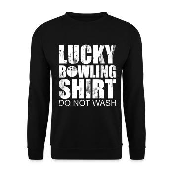 Lucky bowling shirt do not wash - Bowler - Unisex Pullover - Schwarz - Vorne - Alina (178cm) & Michal (187cm)