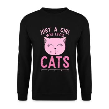 Just a girl who loves cats - Katzendame - Unisex Pullover - Schwarz - Vorne - Alina (178cm) & Michal (187cm)