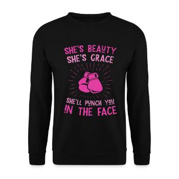 Beauty Grace Punch you in the face - Unisex Sweatshirt - black - Front - Alina (178cm) & Michal (187cm)