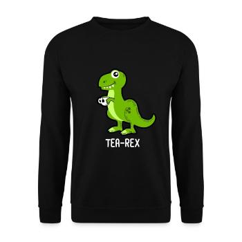 Tea-Rex Dinosaur Dino - Unisex Sweatshirt - black - Front - Alina (178cm) & Michal (187cm)