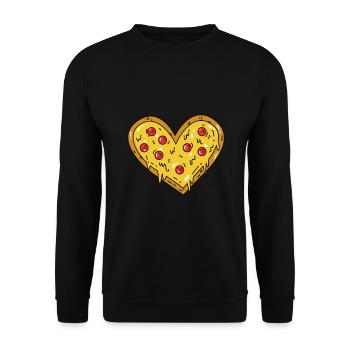 Pizza Herz - Unisex Pullover - Schwarz - Vorne - Alina (178cm) & Michal (187cm)