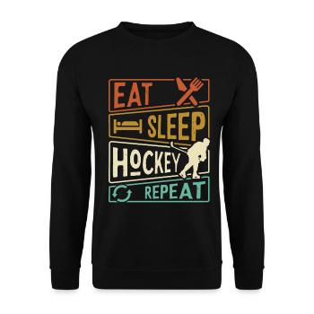 Eat Sleep Hockey Repeat - Joueur de hockey - Sweat-shirt Unisexe - noir - Devant - Alina (178cm) & Michal (187cm)