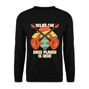 Relax the bass player is here bass guitar - Unisex Sweatshirt - black - Front - Alina (178cm) & Michal (187cm)