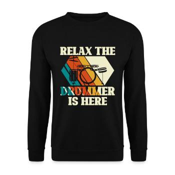 Relax the drummer is here - drums - Unisex Sweatshirt - black - Front - Alina (178cm) & Michal (187cm)