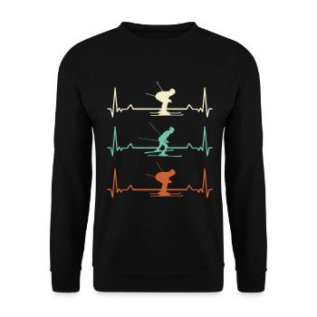 Ski, rythme cardiaque du skieur pulsation électrocardiogramme - Sweat-shirt Unisexe - noir - Devant - Alina (178cm) & Michal (187cm)