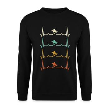 Impulsion ECG de battement de coeur de snowboarder - Sweat-shirt Unisexe - noir - Devant - Alina (178cm) & Michal (187cm)
