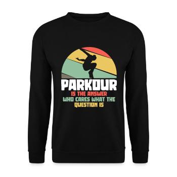 Parkour est la réponse - coureurs de parkour - Sweat-shirt Unisexe - noir - Devant - Alina (178cm) & Michal (187cm)