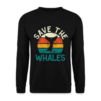 Save the whales - blue whale sperm whale whale - Unisex Sweatshirt - black - Front - Alina (178cm) & Michal (187cm)