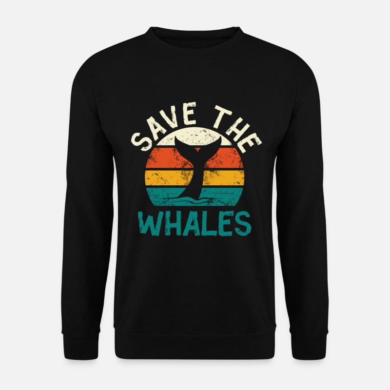 Save the whales - Blauwal Pottwal Wal - Unisex Pullover - Schwarz