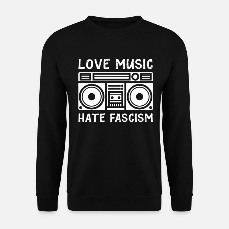 Love music hate fascism - Unisex Pullover - Schwarz